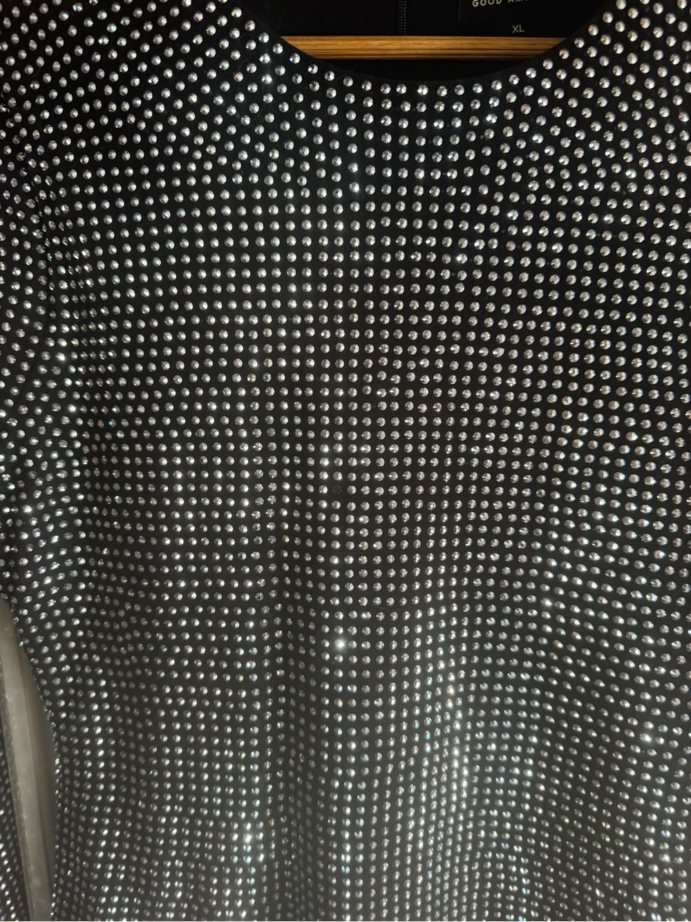 Good American Black Rhinestone Long Sleeve Mini Dress - Picture 3 of 6